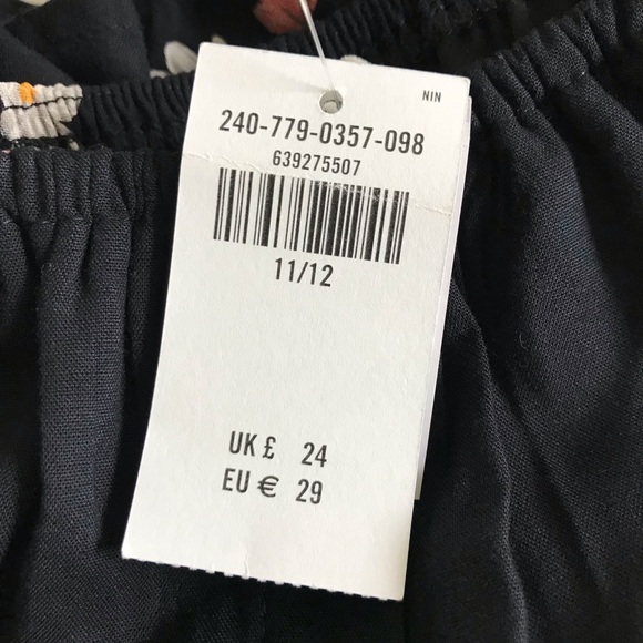 NWT Abercrombie Kids Black Pull-over Blouse Knot Tie Floral Design Size … - Picture 10 of 12